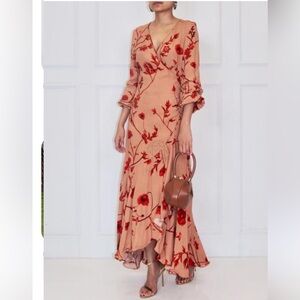 JOHANNA ORTIZ x H&M High Low Dress in Peach and Red Floral